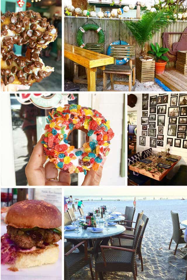 Pictures of donuts, fine dining on the beach and fish sandwiches